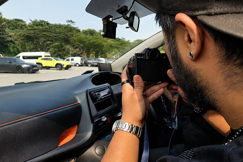 Private investigator reviewing case files